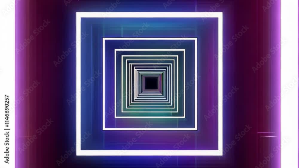 Poster visual journey through vibrant geometrical shapes in a mesmerizing light display