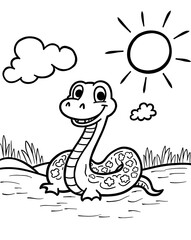 Obraz premium Friendly Snake Lounging Under Sunny Sky