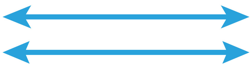 Obraz premium Blue long dual arrow icon vector. Simple dual arrow icon . Dual arrow Vector illustration. Double arrow icon . two side arrows icon vector. Double arrow icon. Vector illustration of blue dual arrow. 