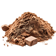 Cocoa Powder and Chocolate Pieces isolated on white background