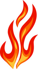 Cartoon flames are rising, creating an illustration of fire, heat, or combustion, with a focus on the dynamic movement and visual energy of the flames