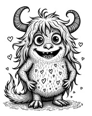  Lovable Furry Monster with Hearts Design
