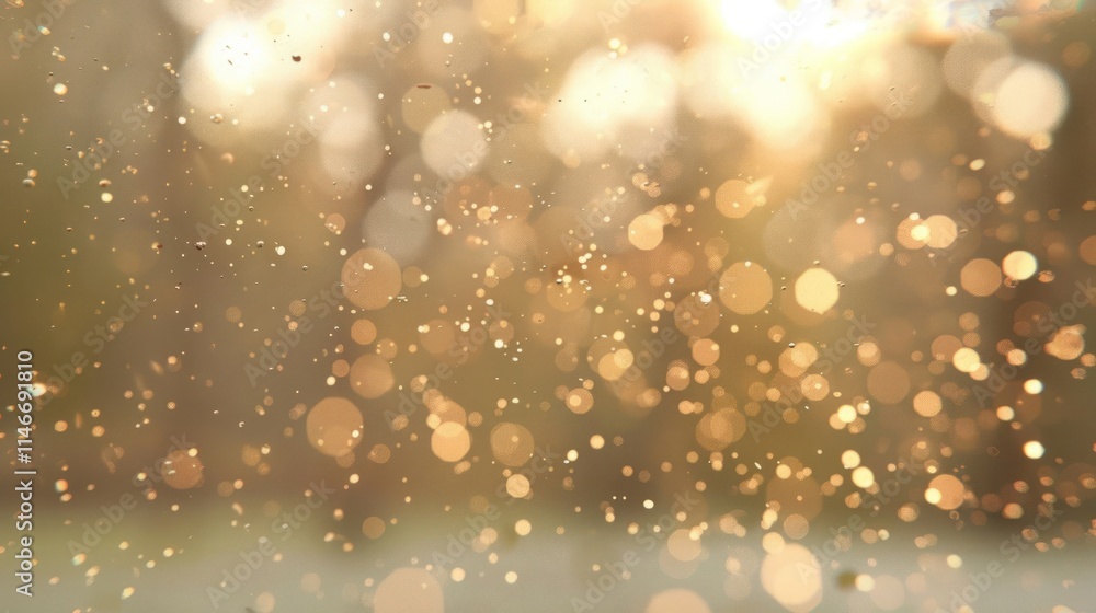 Poster a blurred background featuring shimmering golden particles, creating a dreamy atmosphere.