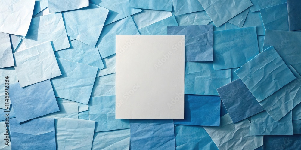 Poster a blank canvas awaits amidst a sea of blue, ready to capture ideas and dreams