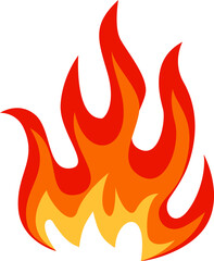 Red and orange flames dancing together, creating a stylized and cartoonish fire effect, effectively representing themes of heat, energy, and danger in a vibrant manner