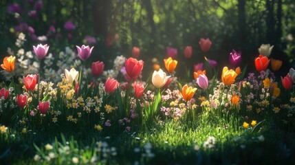 vibrant spring tulip garden