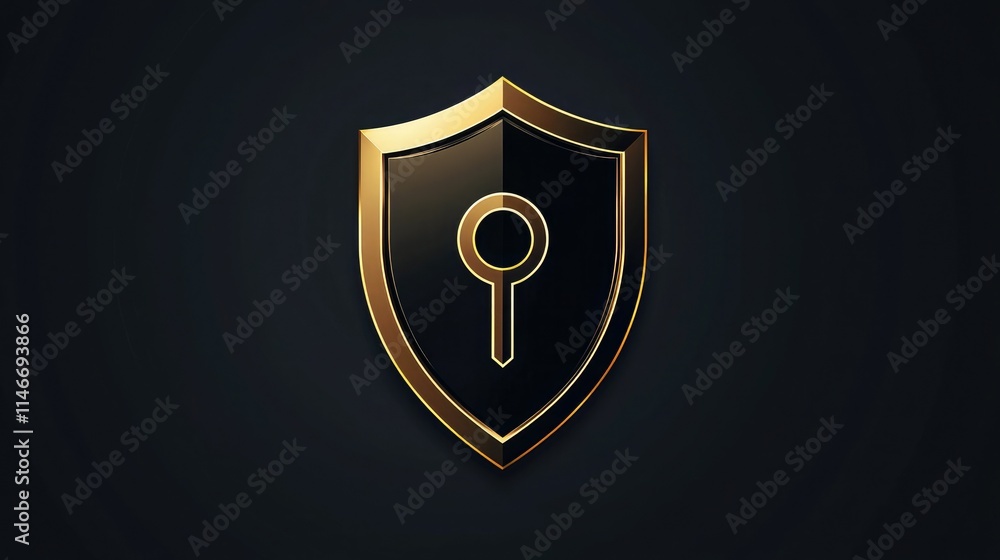Poster Modern tech-inspired logo with a shield and keyhole, representing security 