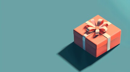 Obraz premium a powerpoint background with a solid color except for a small cartoon wrapped gift at the bottom 