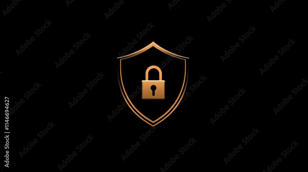 Poster Cybersecurity logo with shield and lock icons in a minimalist vector style 