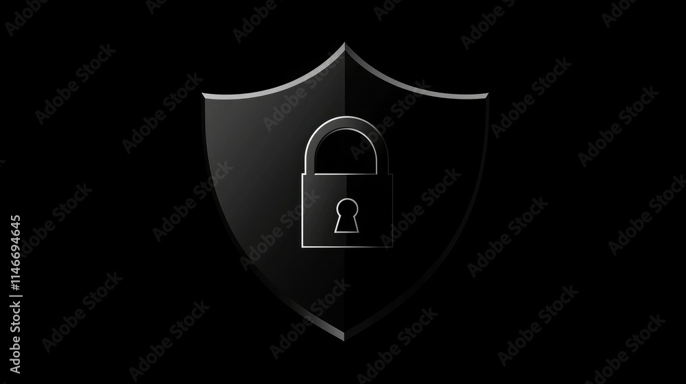 Poster Cybersecurity logo with shield and lock icons in a minimalist vector style 