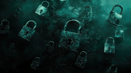 Abstract background with floating locks, representing cybersecurity concepts 
