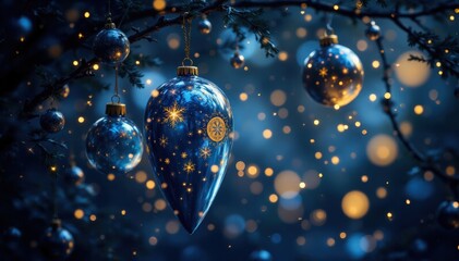 Celebration of ornaments in winter wonderland