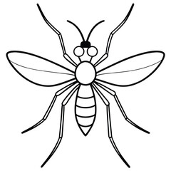 Mosquito insect flat vector illustration on white background