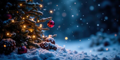 Festive christmas tree winter wonderland photo