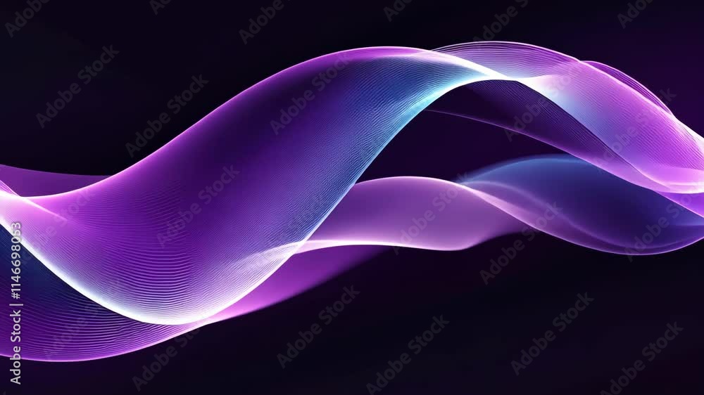 Poster abstract waves of purple and blue light create a dynamic visual experience in a dark background