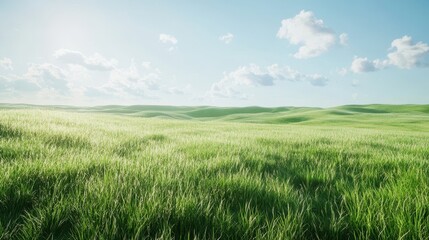 Obraz premium Serene Landscape with Green Grass and Clear Sky