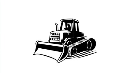 Black and white illustration of a bulldozer. (1)