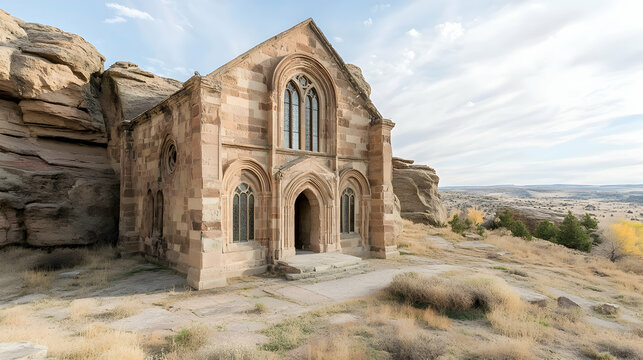 Ethiopian Rock-Cut Church with intricate carvings and rugged terrain, historic African landmark