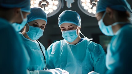 group of surgeons in operating room