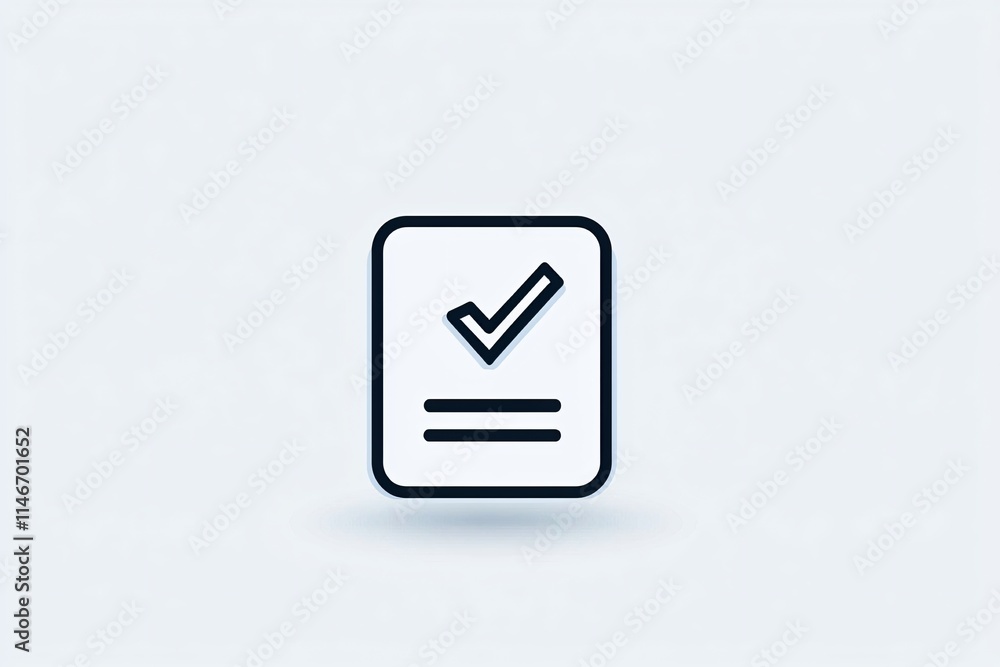 Poster checklist and decision making. checkmark icon indicating approval or completion on a simple backgrou