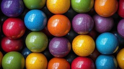 Colorful round candies in a tightly packed arrangement.