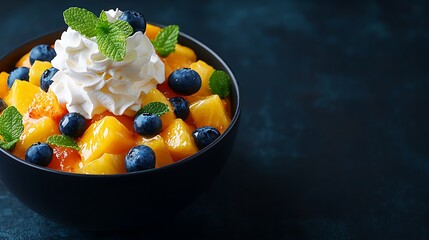 Peach Blueberry Delight with Whipped Cream