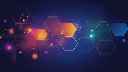 Fototapeta premium A dynamic composition of abstract hexagon shapes filled with vibrant gradient tones, creating a modern and futuristic visual suitable for tech designs.