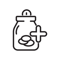 Icon of saving for health, health insurance with outline style, editable stroke