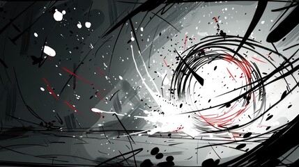 Abstract illustration depicting dynamic movement and energy with contrasting colors.