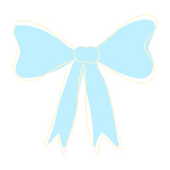 blue bow with ribbon