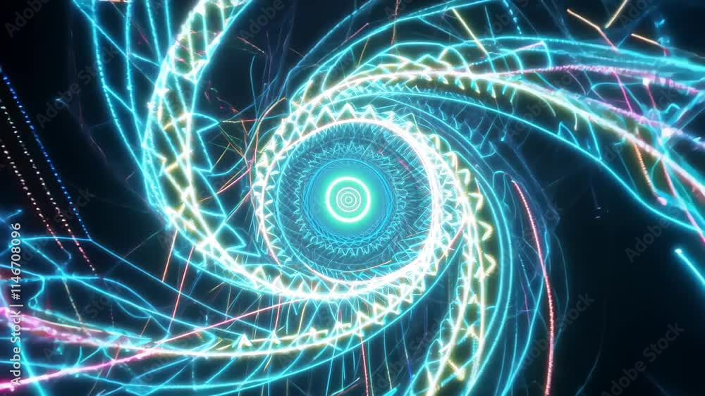 Poster bright swirling colors create a mesmerizing vortex in an animated digital display