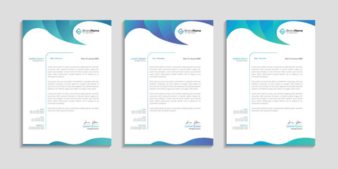 Gradient Color Letterhead Design for Company Businesses, Branding, Corporate Identity, Print-Ready Vector Templates