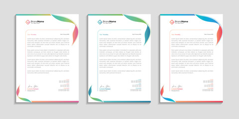 Modern Professional Letterhead Design for Businesses, Branding, Corporate Identity, Print-Ready Templates with Gradient Colors 