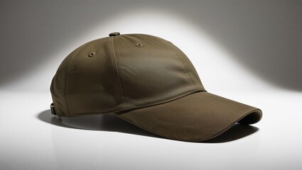 Fototapeta premium A photorealistic depiction of a olive green baseball cap