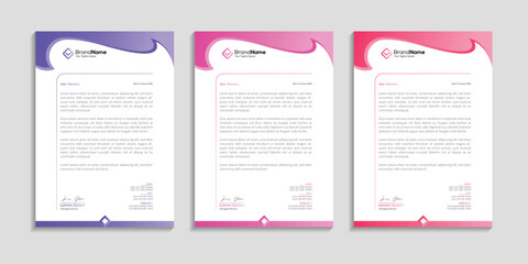 Modern Professional Letterhead Design for Businesses, Branding, Corporate Identity, Print-Ready Templates with Gradient Color