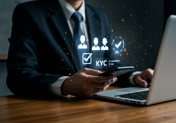 Naklejka premium Digital KYC Verification Process for Business Compliance and User Authentication