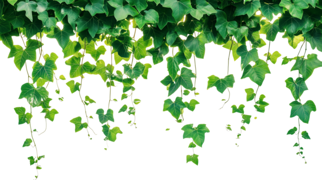 A lush green vertical garden wall, showcasing various types of plants isolated on transparent background - Powered by Adobe