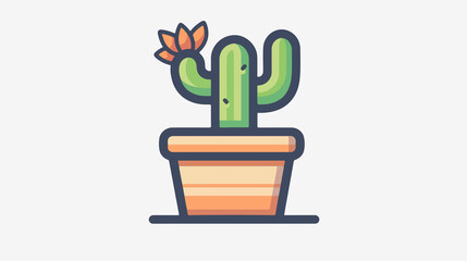 Minimalistic Cactus Plant Vector Illustration for Graphic Design Projects