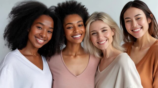 Femmes de tous les &acirc;ges et d'origines diff&eacute;rentes sur fond blanc. Women of all ages and different origins on white background.