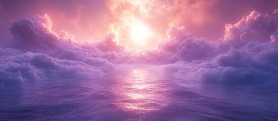 Obraz premium Celestial Sunrise over a sea of clouds.