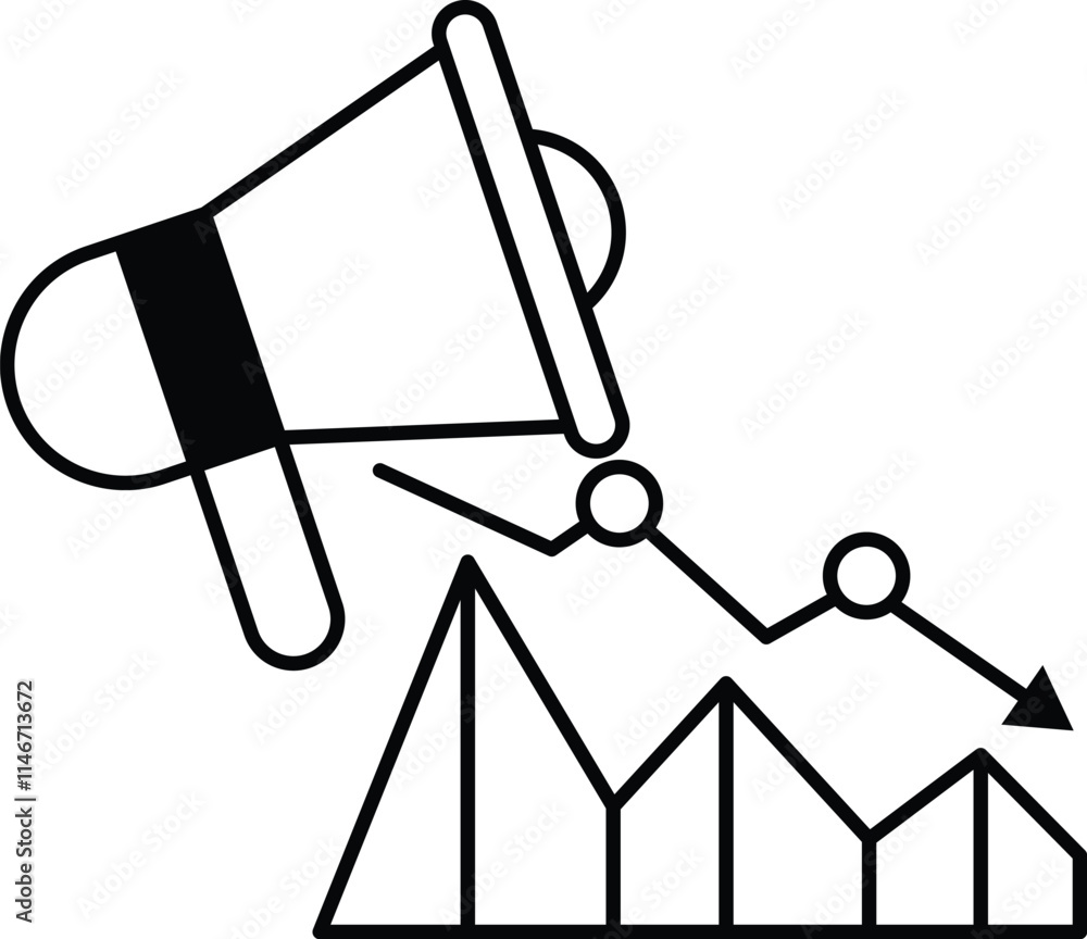 Poster a cartoon drawing of a microphone with a downward arrow in the background