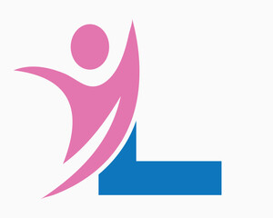 Obraz premium Initial Letter L Wellness Logo Concept With Human Symbol For Healthcare Sign Vector Template