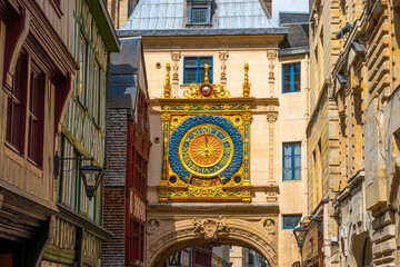The Gros-Horloge (Great-Clock) is a fourteenth-century astronomical clock in Rouen, Normandy, France
