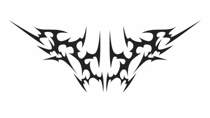 Neo tribal shape, cyber sigilism vector y2k gothic tattoo design isolated