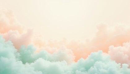 Dreamy Pastel Sky with Mint and Peach Clouds for Peaceful Atmosphere