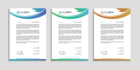 Creative and Professional Letterhead Design Services for Businesses, Branding, Corporate Identity, Custom Stationery, Print-Ready, Color Gradient set Templates