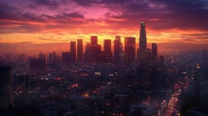 Fototapeta premium los angeles sunset cityscape