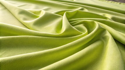 Close-up of smooth green fabric with intricate folds and a delicate sheen, highlighting its soft texture and natural beauty.