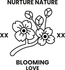 Illustration in concept of Nature and flowers in line style