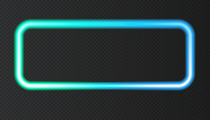 Blue neon rectangle frame with lights effects.